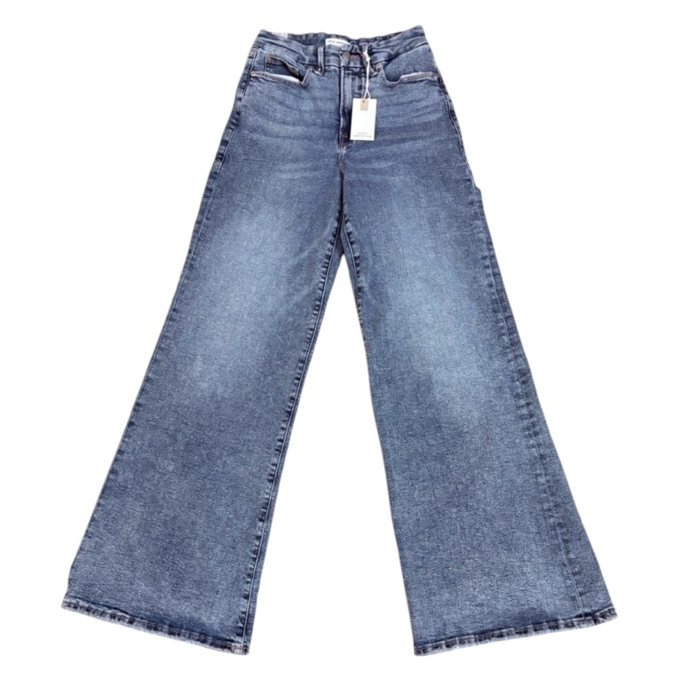 Last 1! NWT Good American Good Waist High Rise Palazzo Jeans - Picture 10 of 16